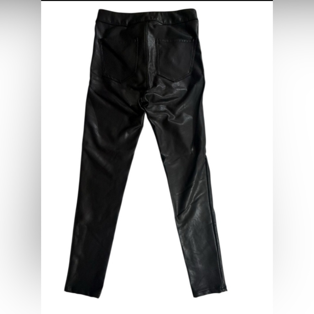 Ashley Mason Wet Look Faux Leather Ponte Leggings Black High Rise Sz26 Edgy